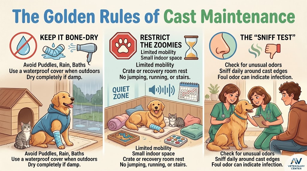 The Cast Care Chronicles: Your Complete Guide to Managing Your Pet’s Splint or Cast The Golden Rules of Cast Maintenance