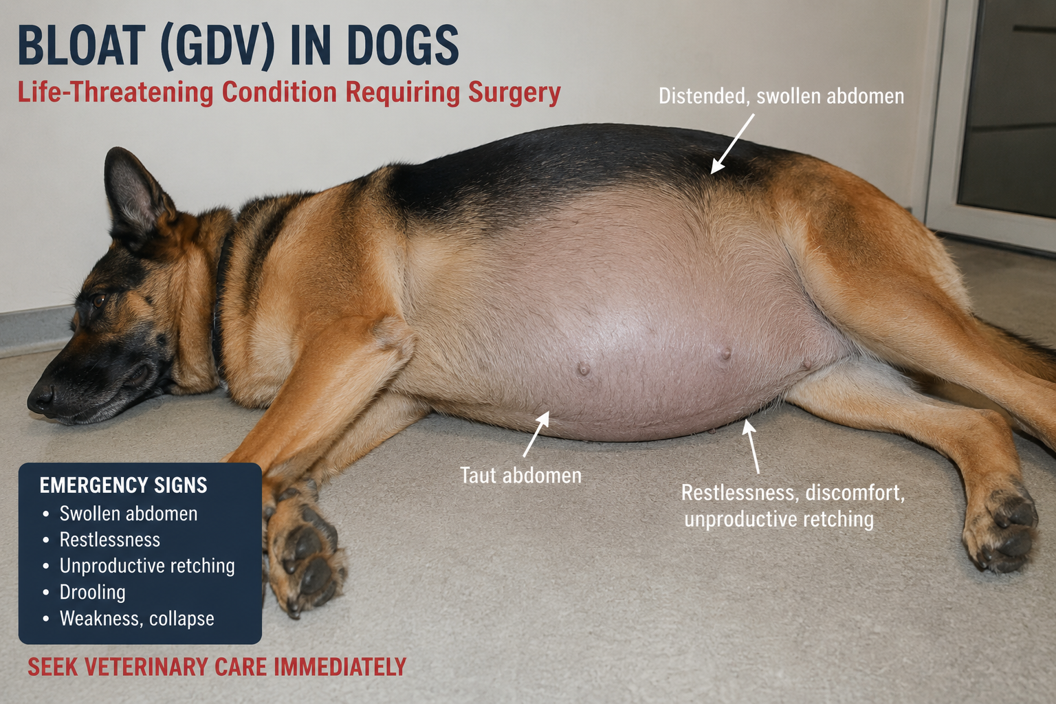 Bloat (GDV) in Dogs: Life-Threatening Condition Requiring Surgery